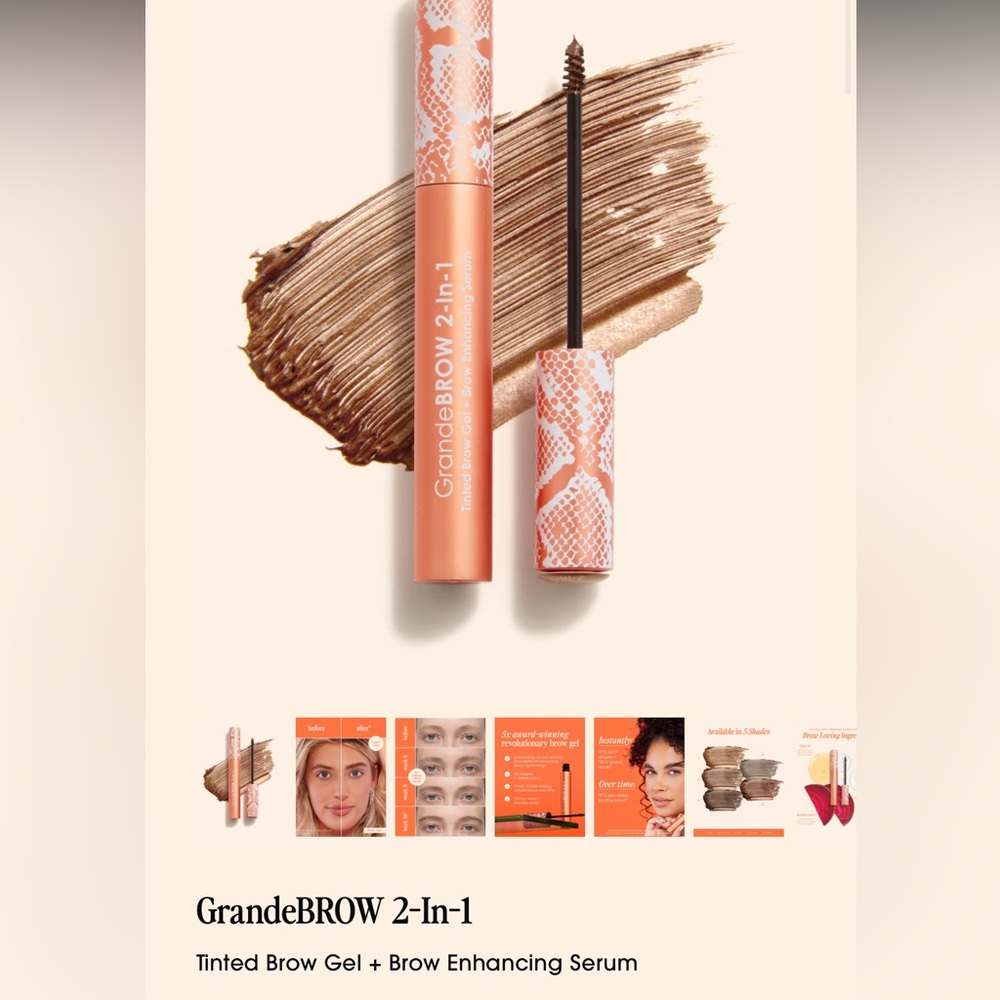Grande Cosmetics Brow 2-In-1 Tinted Gel Brow Enhancing Serum Medium
